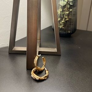 Gold Antique finish with rhinestones - Hoop earrings